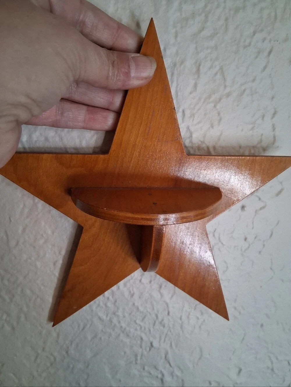 Handcrafted Small Star Wall Shelf in Warm Brown - Rustic Home Accent 8